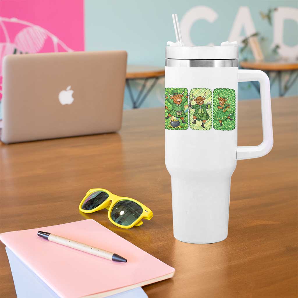 Vintage Highland Cow St Patricks Day Tumbler With Handle Farm Lover Gift