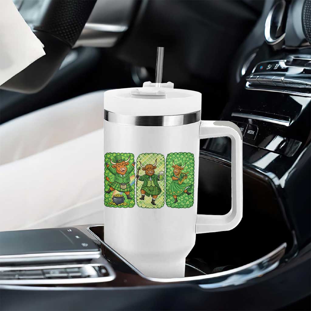 Vintage Highland Cow St Patricks Day Tumbler With Handle Farm Lover Gift