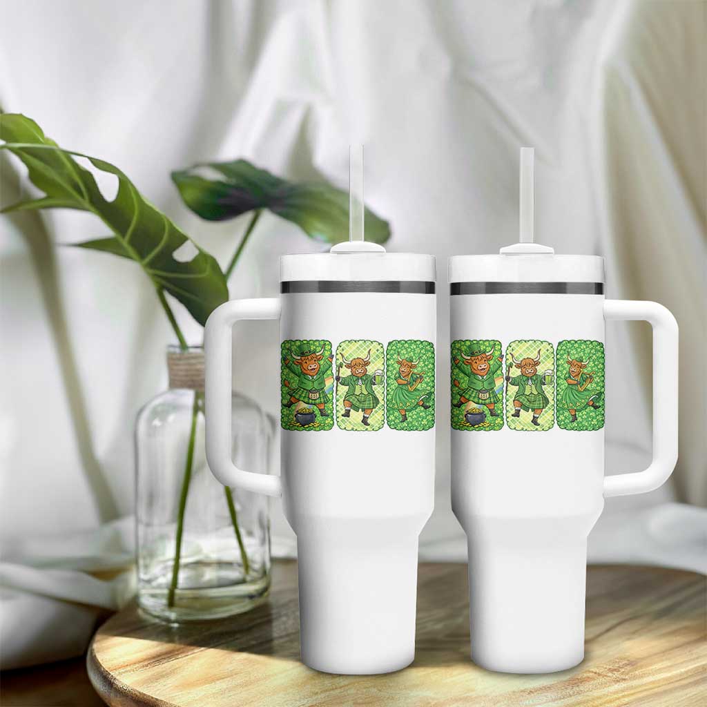 Vintage Highland Cow St Patricks Day Tumbler With Handle Farm Lover Gift
