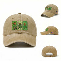 Vintage Highland Cow St Patricks Day Washed Cotton Baseball Cap Farm Lover Gift