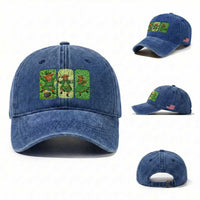 Vintage Highland Cow St Patricks Day Washed Cotton Baseball Cap Farm Lover Gift