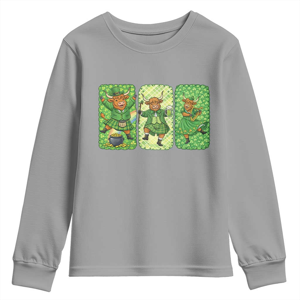 Vintage Highland Cow St Patricks Day Youth Sweatshirt Farm Lover Gift