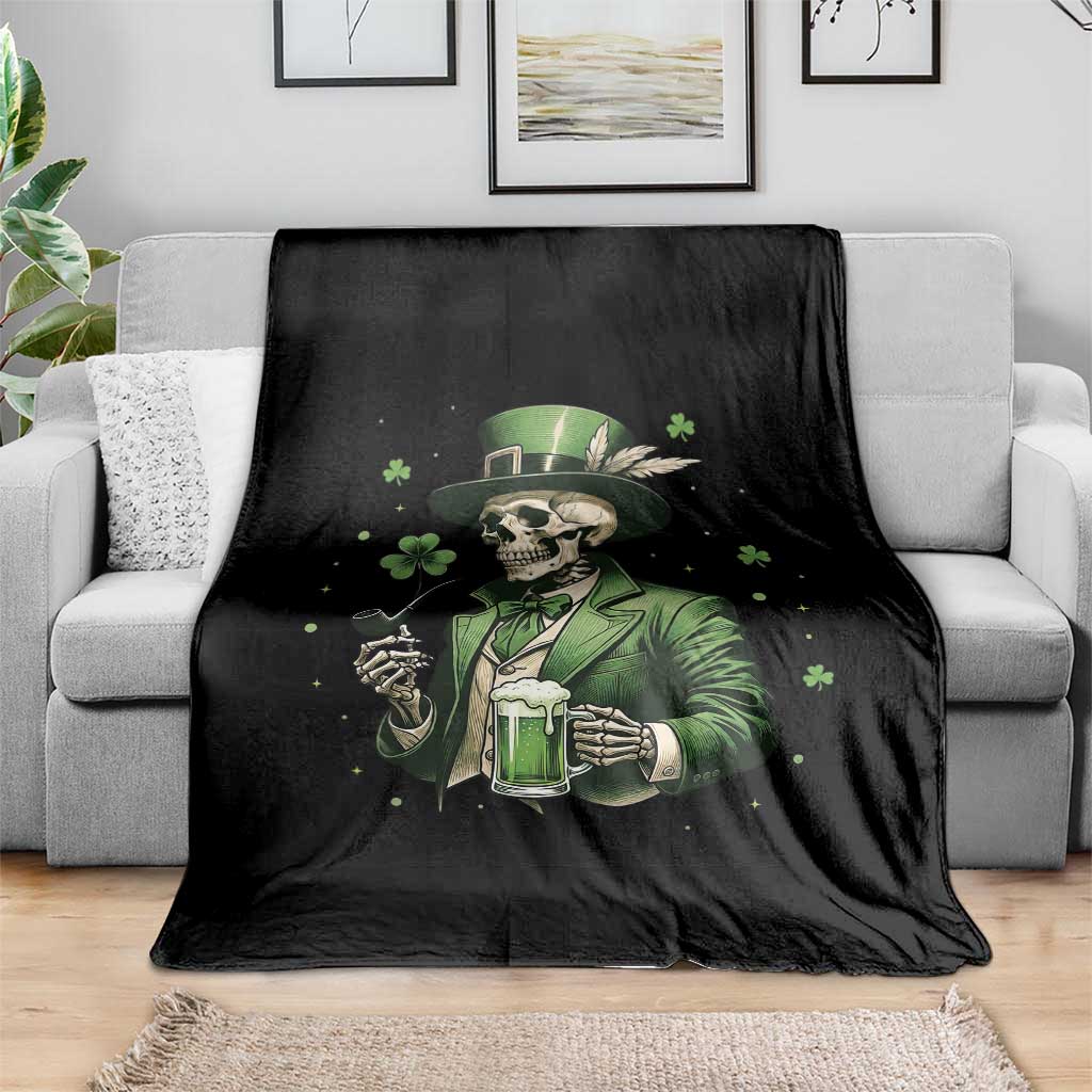 Skeleton St Patricks Day Drinking Throw Blanket Irish Party Gift