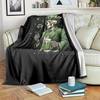 Skeleton St Patricks Day Drinking Throw Blanket Irish Party Gift