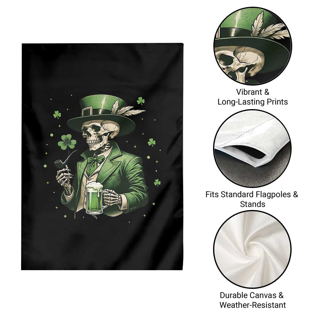 Skeleton St Patricks Day Drinking Garden Flag Irish Party Gift