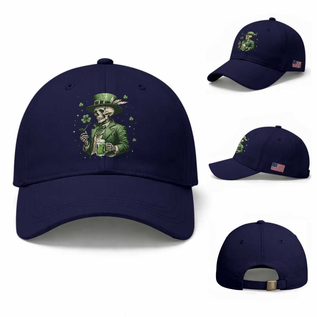 Skeleton St Patricks Day Drinking Baseball Cap Irish Party Gift