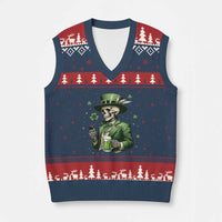 Skeleton St Patricks Day Drinking V-Neck Knit Sweater Vest Irish Party Gift