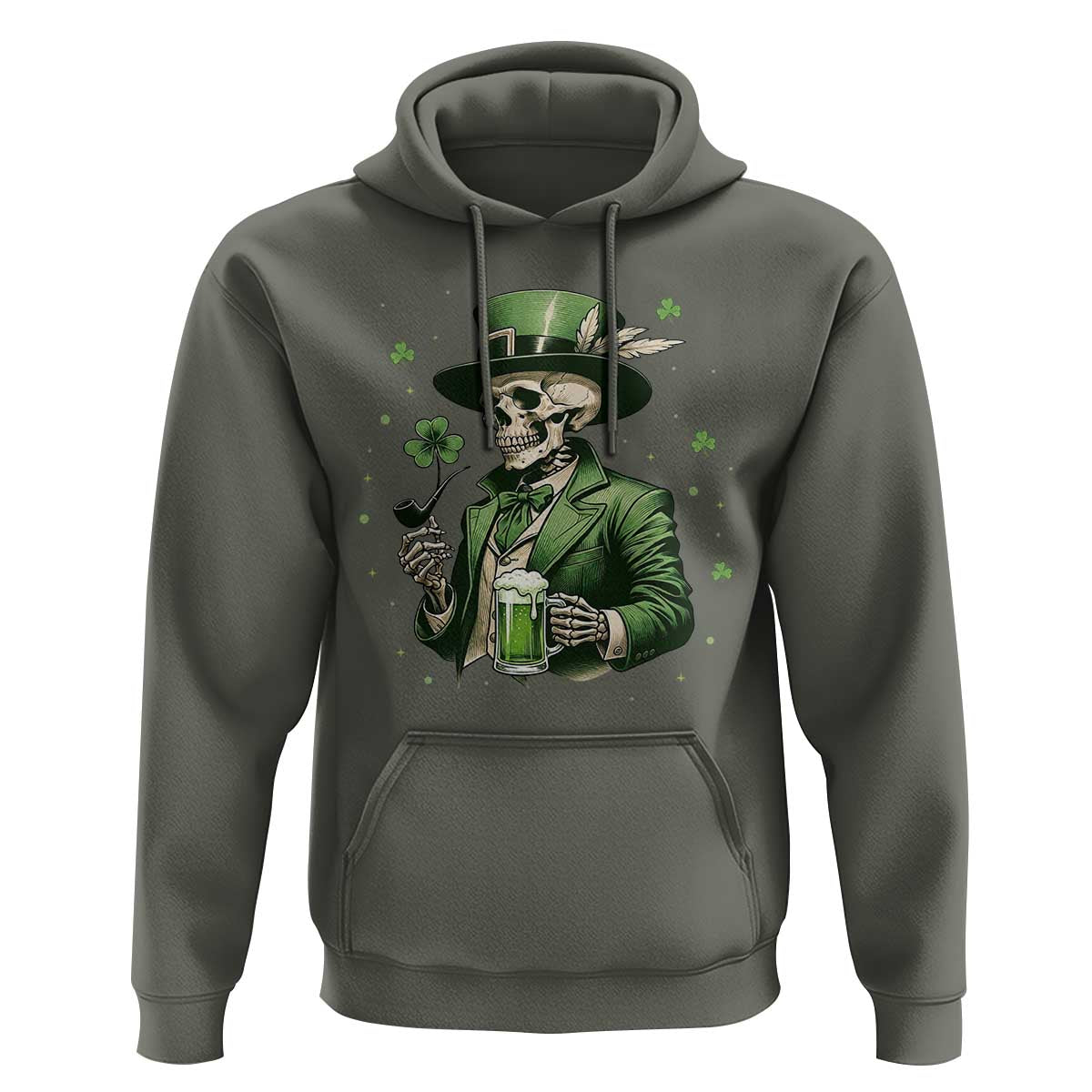 Skeleton St Patricks Day Drinking Hoodie Irish Party Gift