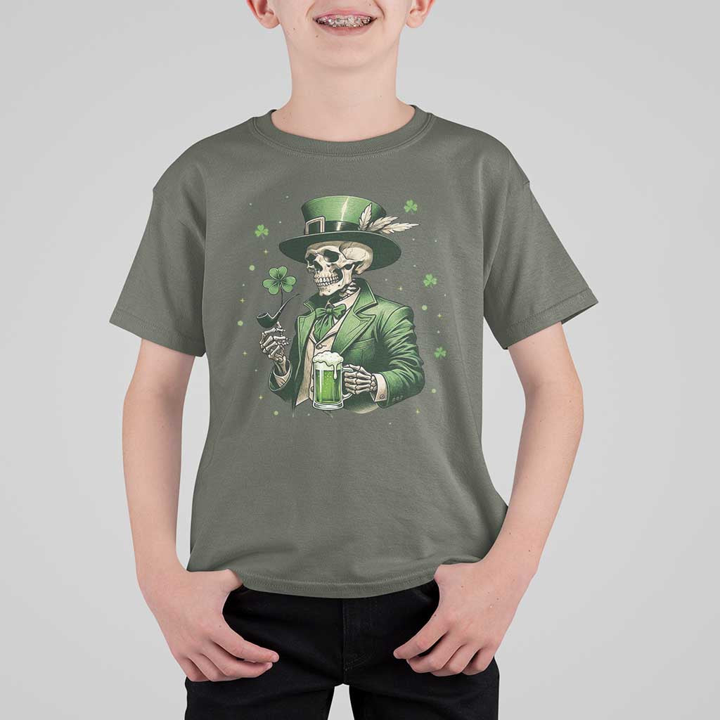 Skeleton St Patricks Day Drinking T Shirt For Kid Irish Party Gift