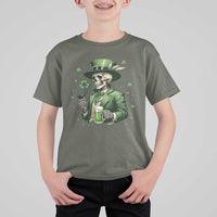 Skeleton St Patricks Day Drinking T Shirt For Kid Irish Party Gift