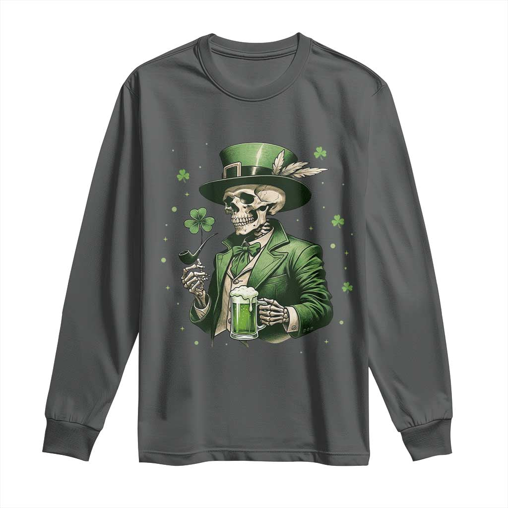 Skeleton St Patricks Day Drinking Long Sleeve Shirt Irish Party Gift