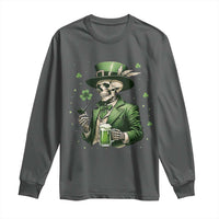 Skeleton St Patricks Day Drinking Long Sleeve Shirt Irish Party Gift