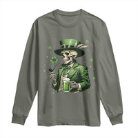 Skeleton St Patricks Day Drinking Long Sleeve Shirt Irish Party Gift