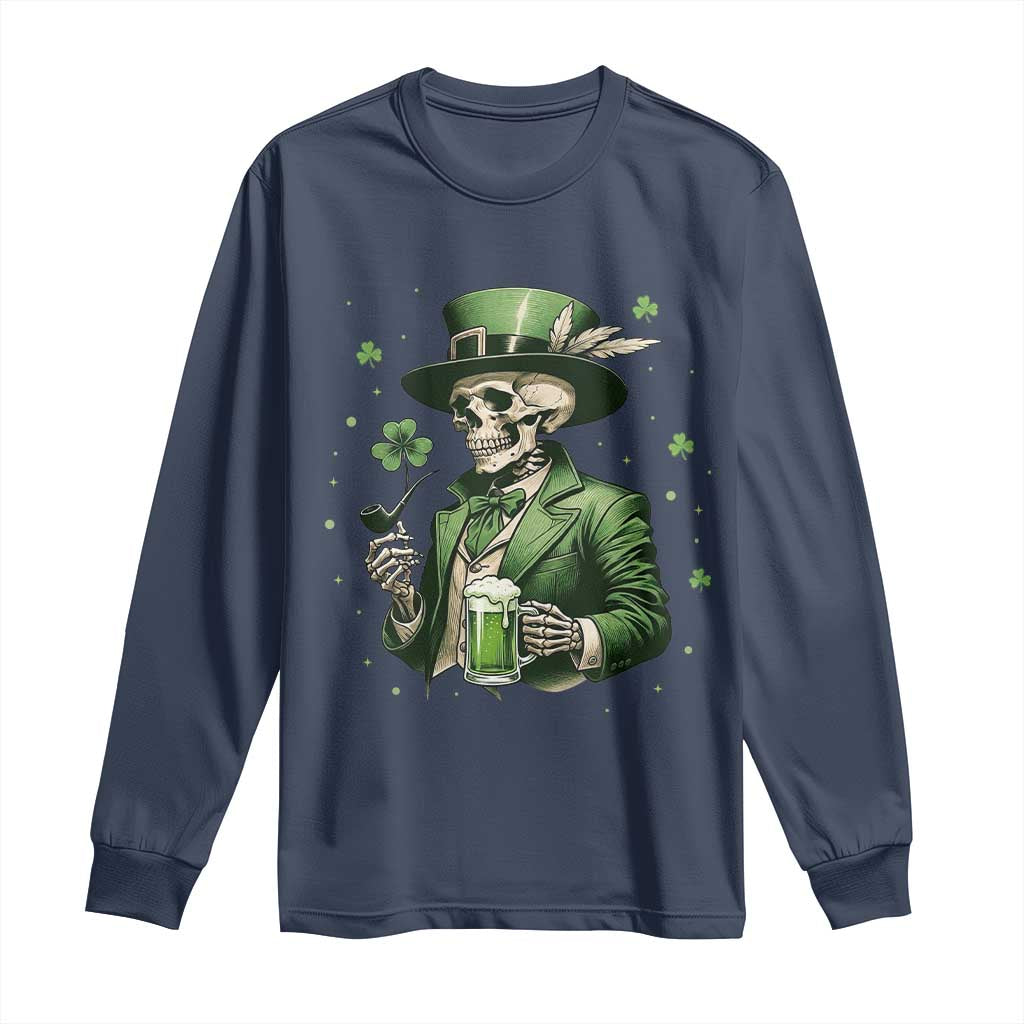 Skeleton St Patricks Day Drinking Long Sleeve Shirt Irish Party Gift