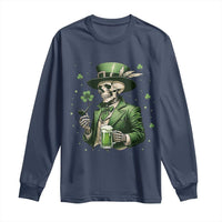 Skeleton St Patricks Day Drinking Long Sleeve Shirt Irish Party Gift
