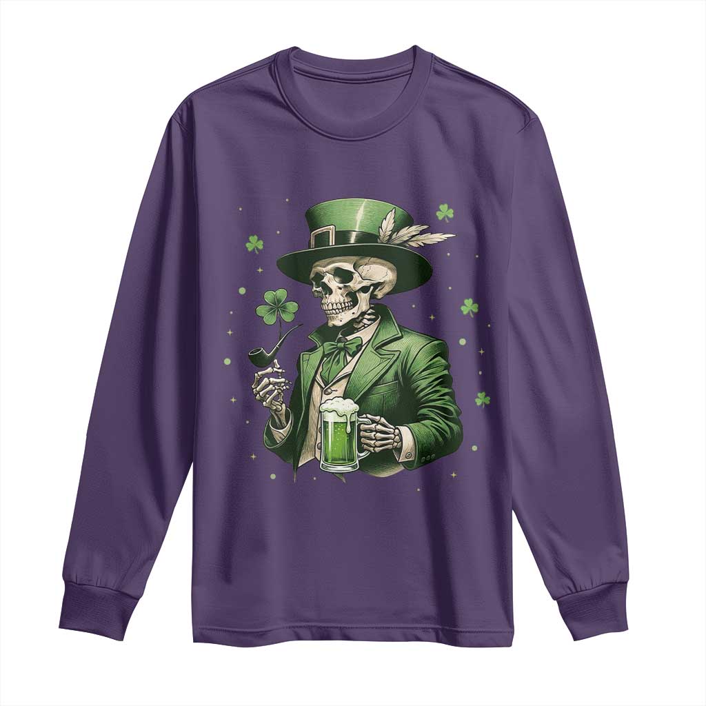 Skeleton St Patricks Day Drinking Long Sleeve Shirt Irish Party Gift