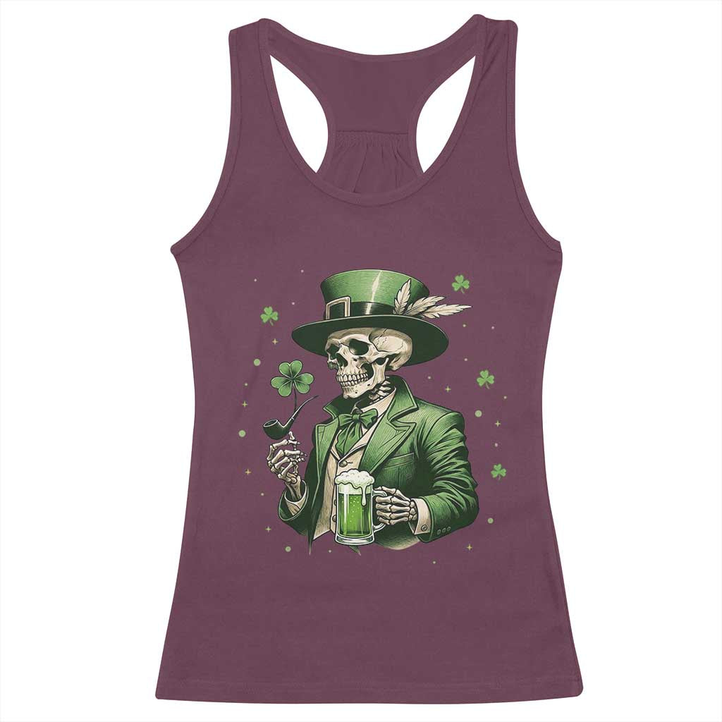 Skeleton St Patricks Day Drinking Racerback Tank Top Irish Party Gift