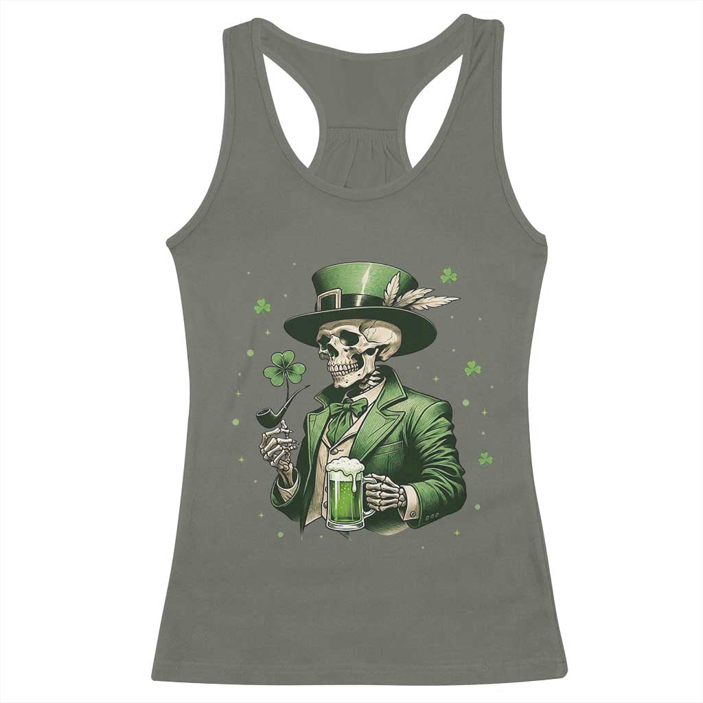 Skeleton St Patricks Day Drinking Racerback Tank Top Irish Party Gift