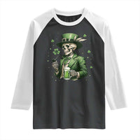 Skeleton St Patricks Day Drinking Raglan Shirt Irish Party Gift