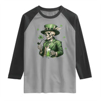 Skeleton St Patricks Day Drinking Raglan Shirt Irish Party Gift