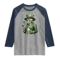 Skeleton St Patricks Day Drinking Raglan Shirt Irish Party Gift