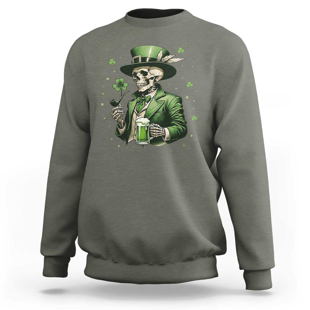 Skeleton St Patricks Day Drinking Sweatshirt Irish Party Gift
