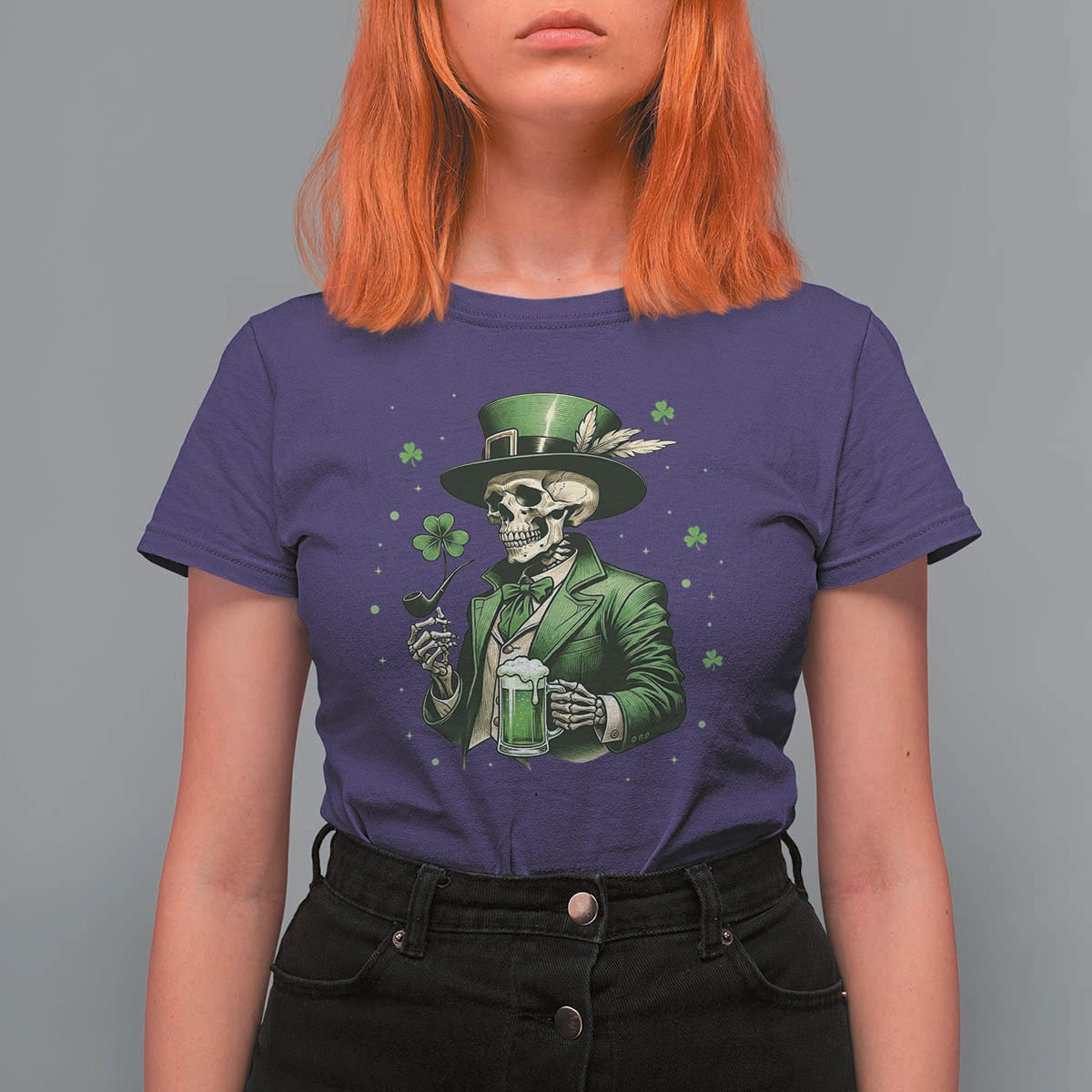 Skeleton St Patricks Day Drinking T Shirt For Women Irish Party Gift