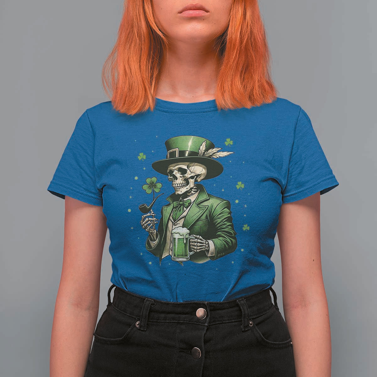 Skeleton St Patricks Day Drinking T Shirt For Women Irish Party Gift