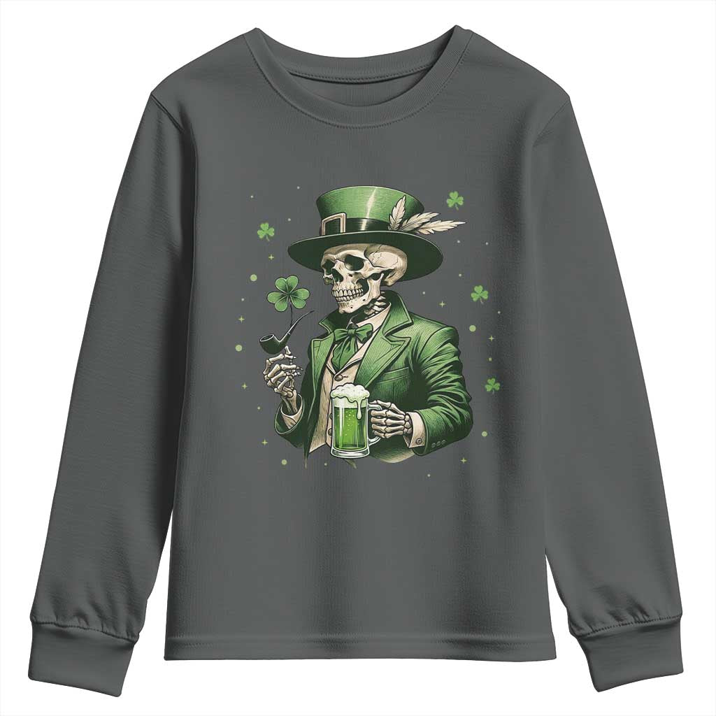 Skeleton St Patricks Day Drinking Youth Sweatshirt Irish Party Gift