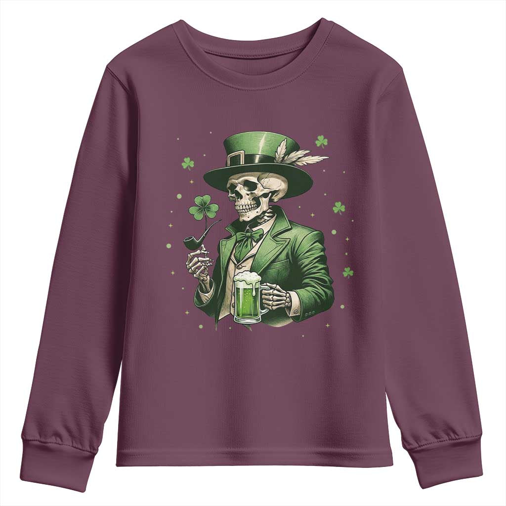 Skeleton St Patricks Day Drinking Youth Sweatshirt Irish Party Gift