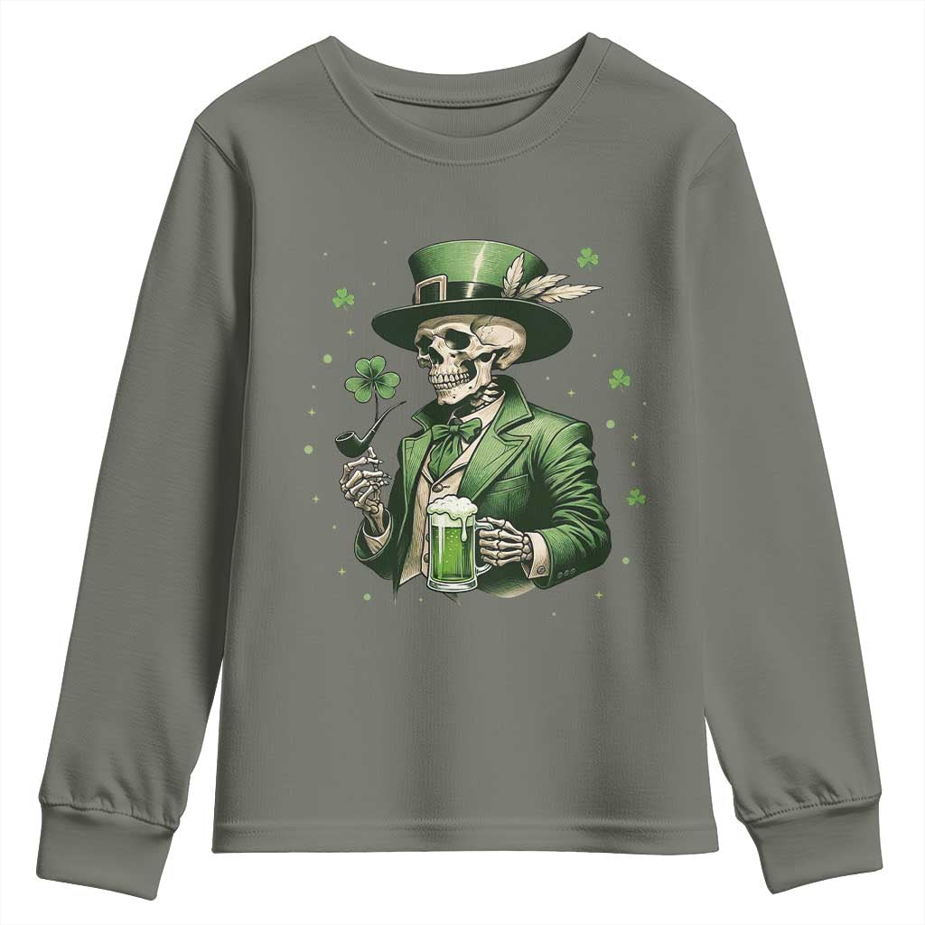 Skeleton St Patricks Day Drinking Youth Sweatshirt Irish Party Gift