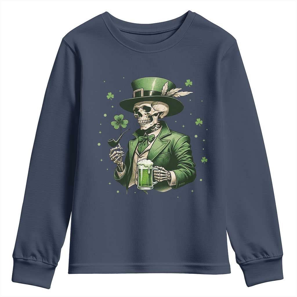 Skeleton St Patricks Day Drinking Youth Sweatshirt Irish Party Gift