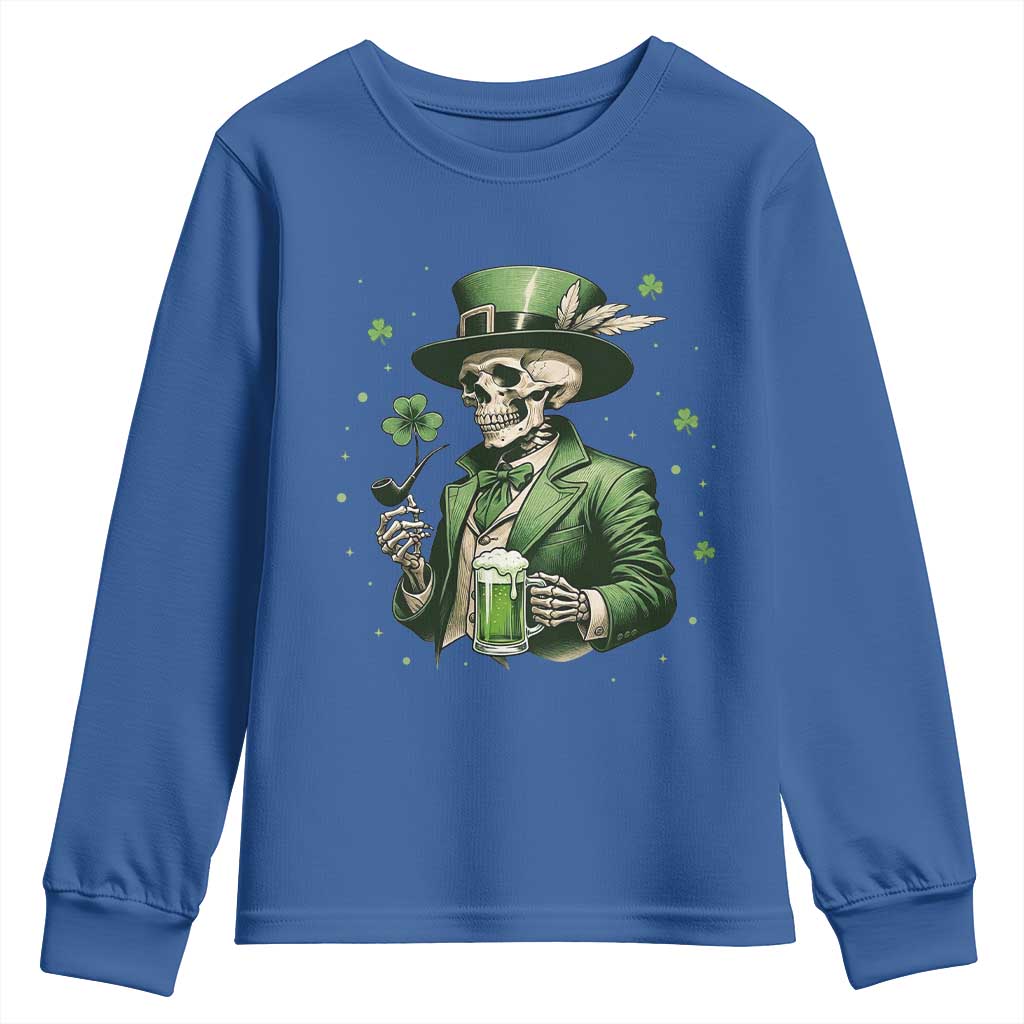 Skeleton St Patricks Day Drinking Youth Sweatshirt Irish Party Gift
