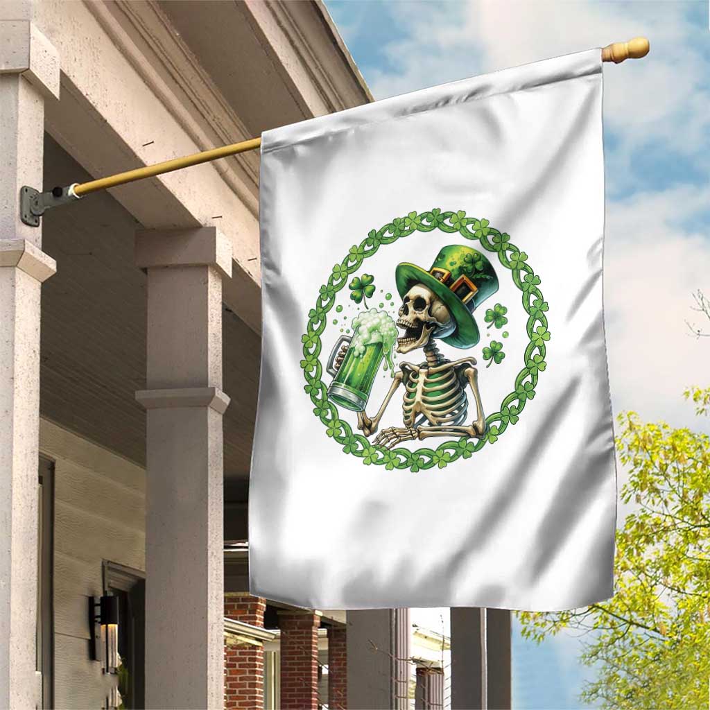 Lucky Irish Skeleton St Patricks Day Garden Flag Beer Lover