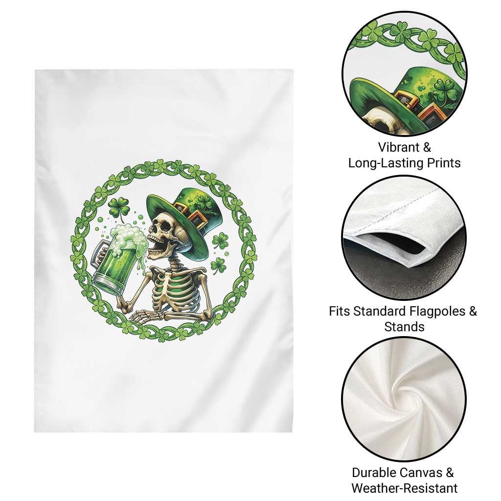 Lucky Irish Skeleton St Patricks Day Garden Flag Beer Lover