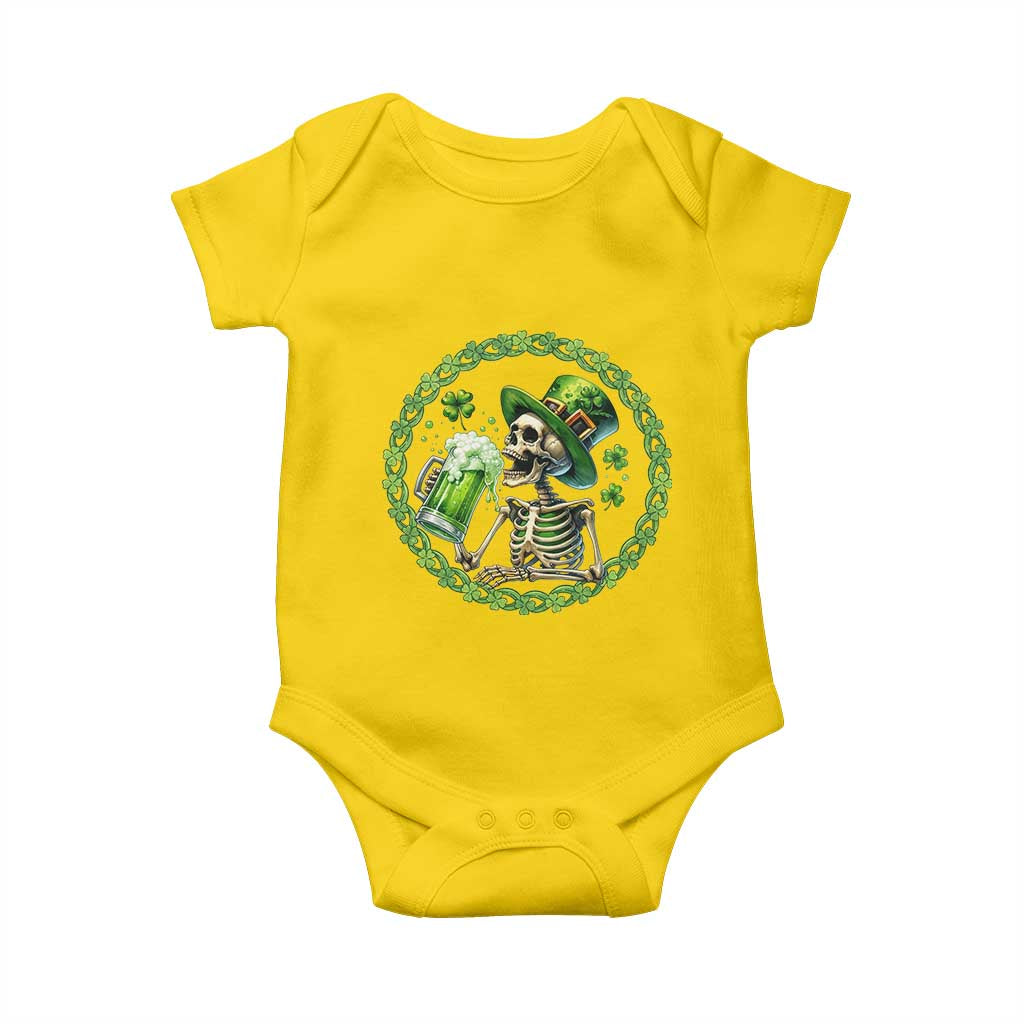 Lucky Irish Skeleton St Patricks Day Baby Onesie Beer Lover