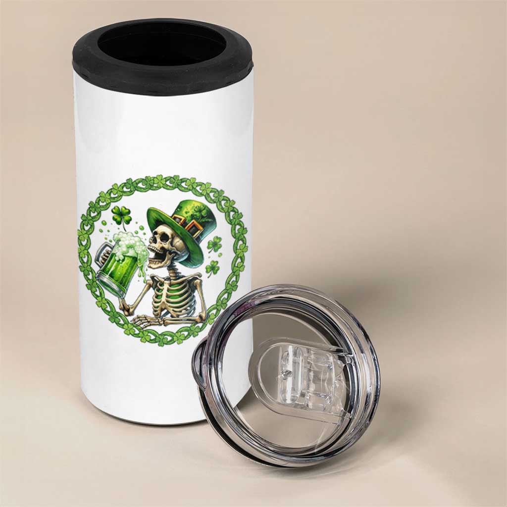 Lucky Irish Skeleton St Patricks Day 4 in 1 Can Cooler Tumbler Beer Lover
