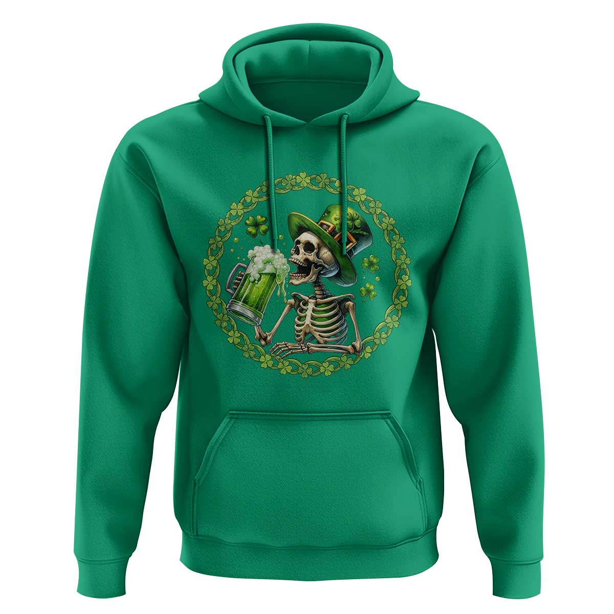 Lucky Irish Skeleton St Patricks Day Hoodie Beer Lover