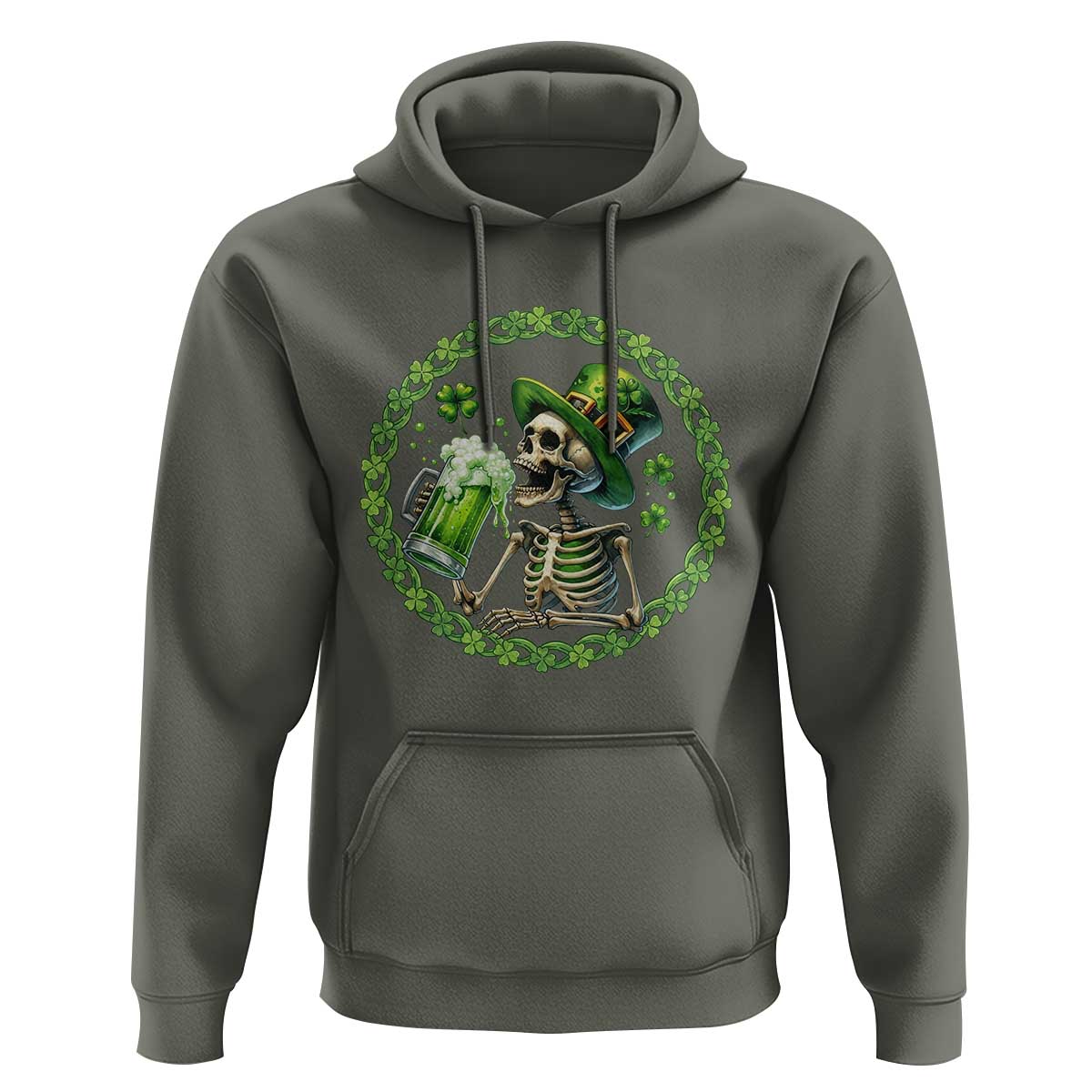 Lucky Irish Skeleton St Patricks Day Hoodie Beer Lover