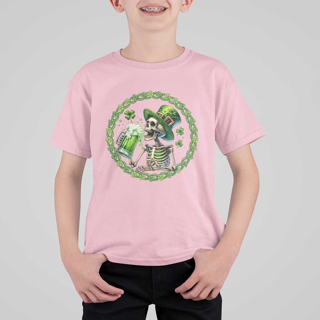 Lucky Irish Skeleton St Patricks Day T Shirt For Kid Beer Lover