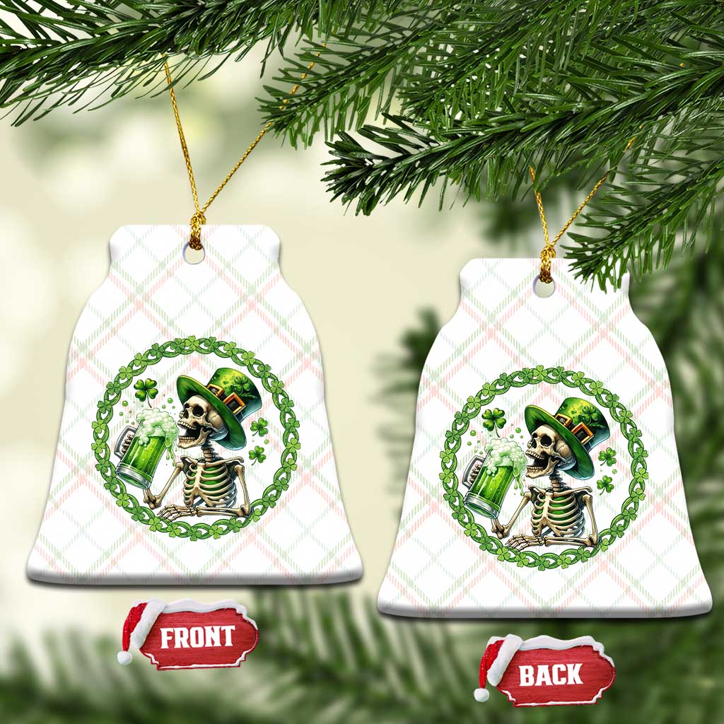 Lucky Irish Skeleton St Patricks Day Ceramic Ornament Beer Lover