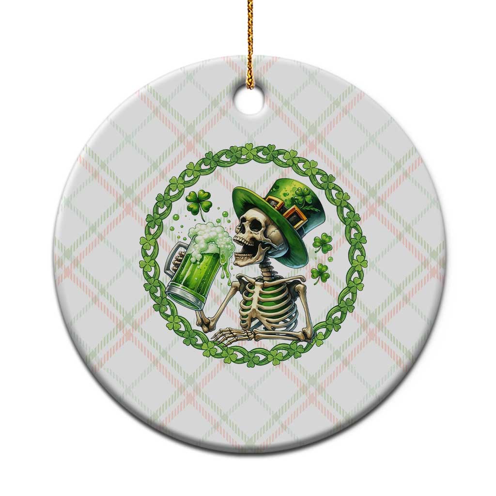 Lucky Irish Skeleton St Patricks Day Ceramic Ornament Beer Lover