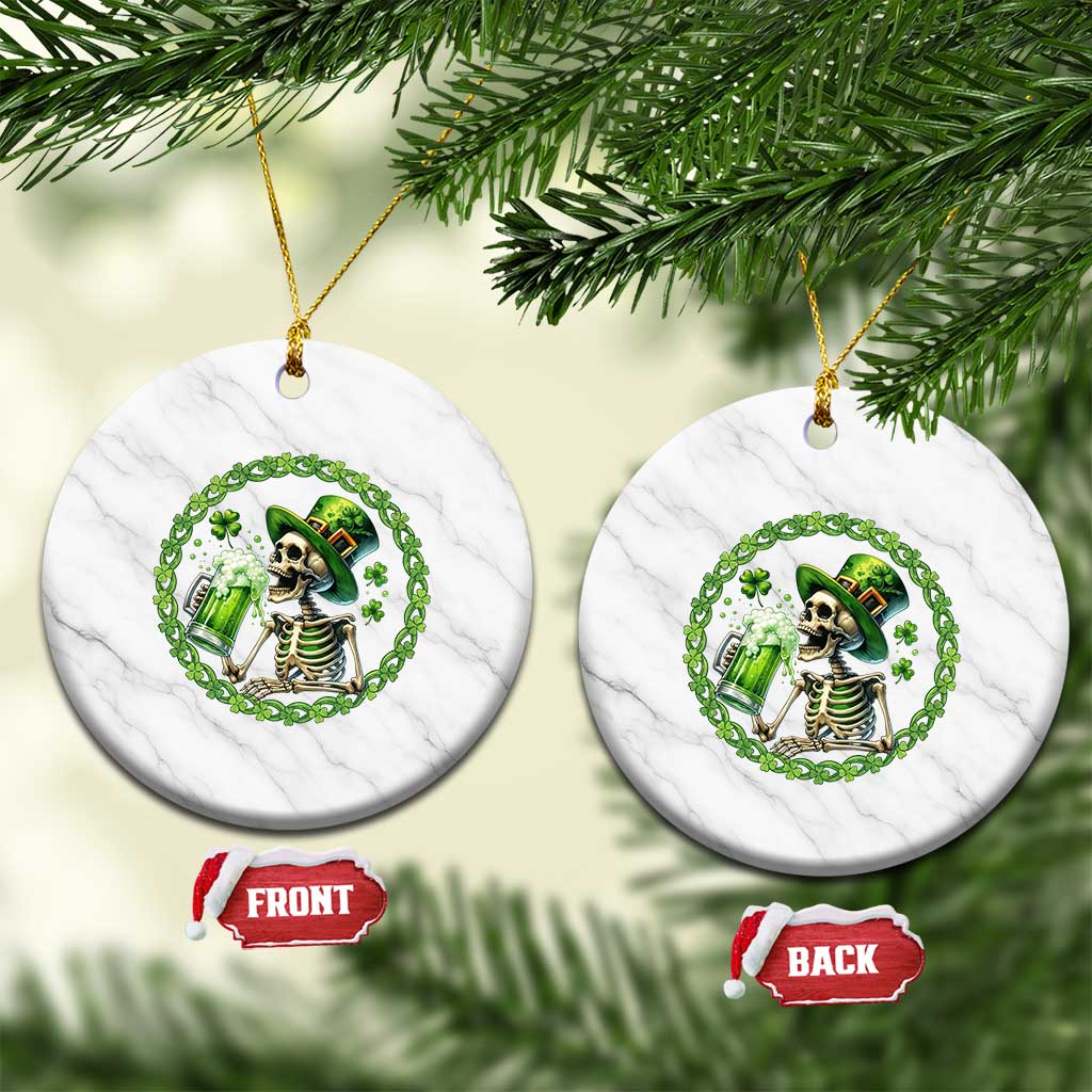 Lucky Irish Skeleton St Patricks Day Ceramic Ornament Beer Lover