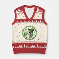 Lucky Irish Skeleton St Patricks Day V-Neck Knit Sweater Vest Beer Lover