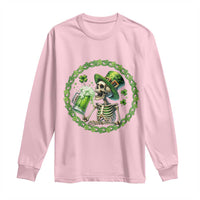 Lucky Irish Skeleton St Patricks Day Long Sleeve Shirt Beer Lover