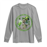 Lucky Irish Skeleton St Patricks Day Long Sleeve Shirt Beer Lover