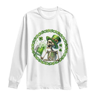 Lucky Irish Skeleton St Patricks Day Long Sleeve Shirt Beer Lover