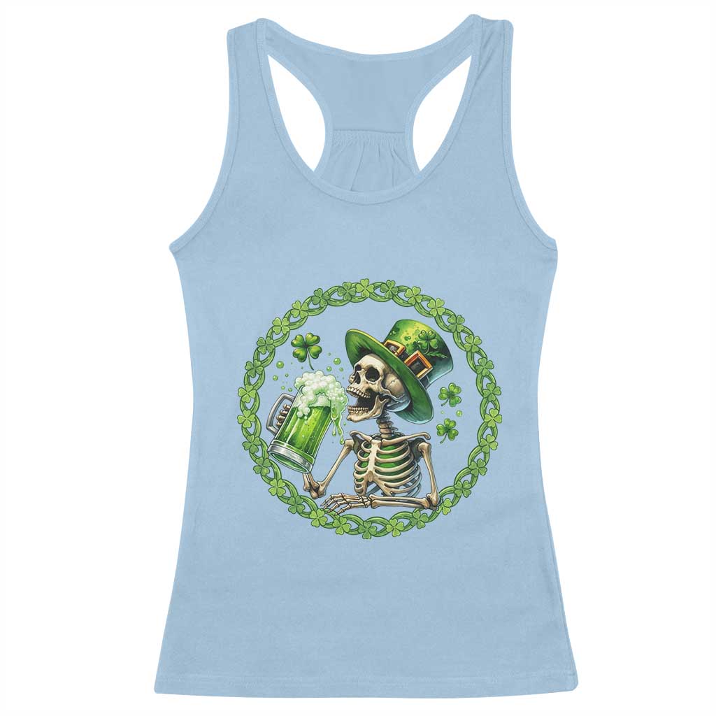 Lucky Irish Skeleton St Patricks Day Racerback Tank Top Beer Lover