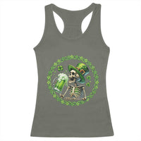 Lucky Irish Skeleton St Patricks Day Racerback Tank Top Beer Lover