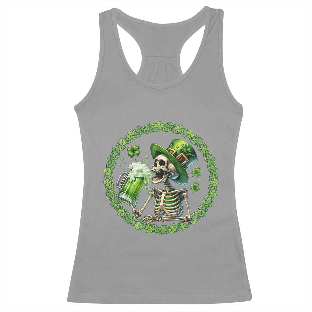 Lucky Irish Skeleton St Patricks Day Racerback Tank Top Beer Lover